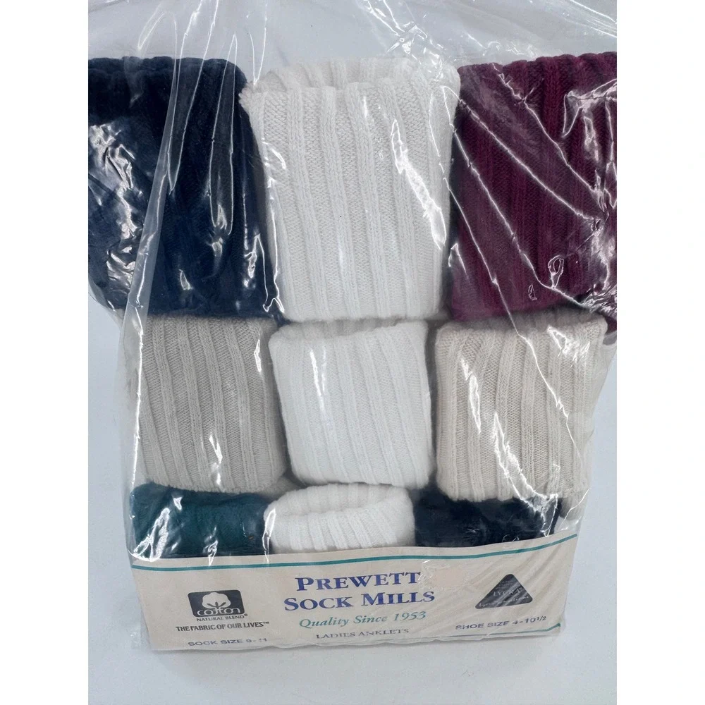 Prewett Sock Mills Anklet Slouch Socks Vintage Sz 9-11 Multi‎ Color 9 Pack USA